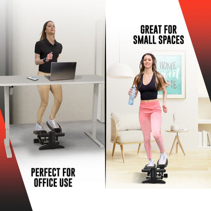 Home Workout Mini Stepper - W/ Resistance Bands Set and Built-In Tracking Monitor